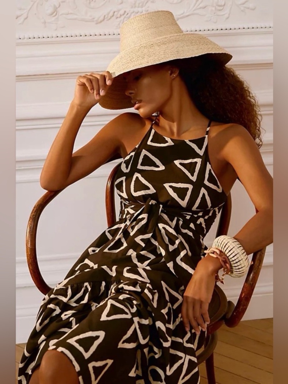 Corey Lynn Calter Keyanna Maxi Dress, black/white geometric triangles. Size S - Picture 4 of 9